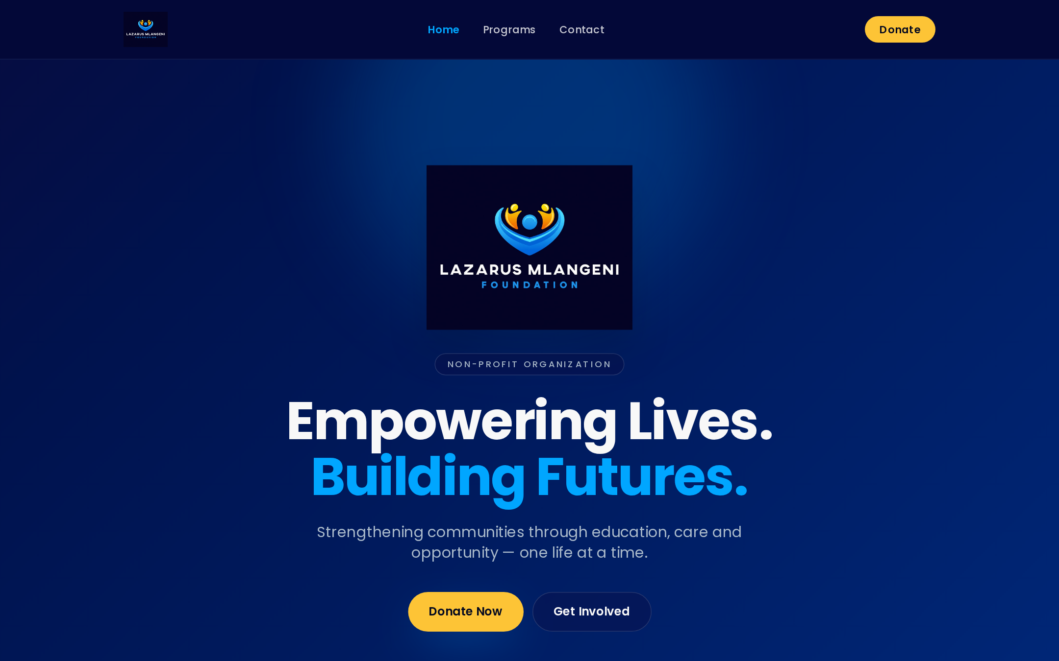 Lazarus Mlangeni Foundation website screenshot